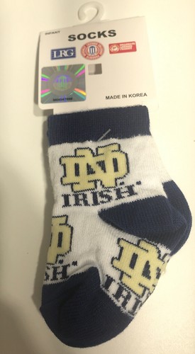 Assorted Notre Dame Infant socks Size 0-12months NEW, 2 PAIR White - Picture 5 of 8