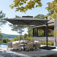 10ft Cantilever Patio Umbrella, Outdoor Large Square Umbrellas with 360 Rotation