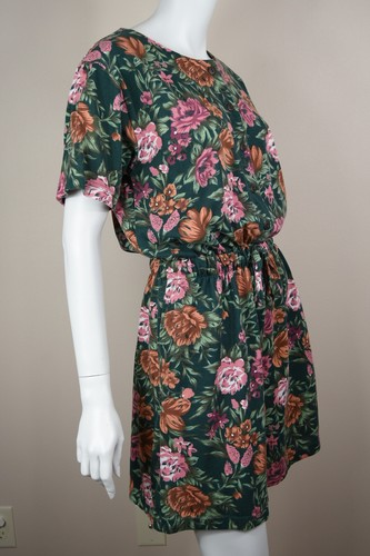 Vintage Floral Mom Romper Playsuit Size M Drawstring Elastic Waist Pockets - Picture 4 of 12