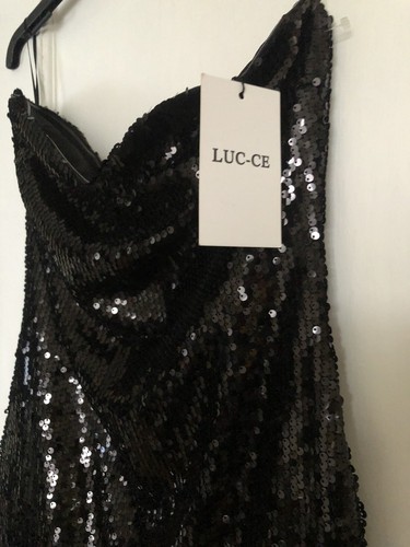 LUC-CE Black Strapless Sequin Party Dress, Size L, BNWT - Picture 2 of 5