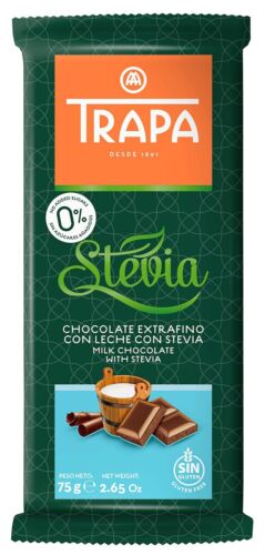 Trapa Milk Chocolate Bar Made With Stevia 5 Piece Pack (2.64oz / 75gr each)