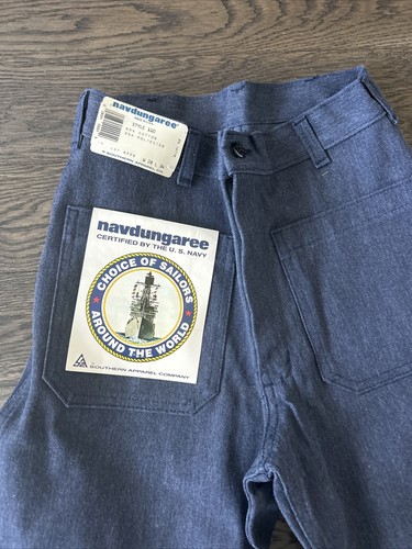 NWT WOMENS Vintage Navy NavDungarees Blue Jeans Flares Southern Apparel 28x34 - Picture 1 of 7