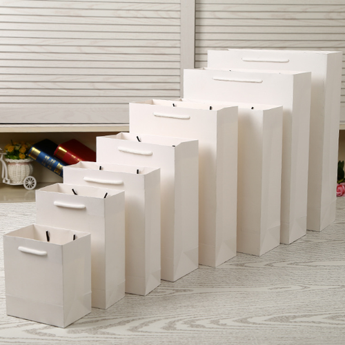 200x White Art Paper Shopping Bags w/ Handle Craft Retail Gifts Merchandise Bag - Picture 2 of 6