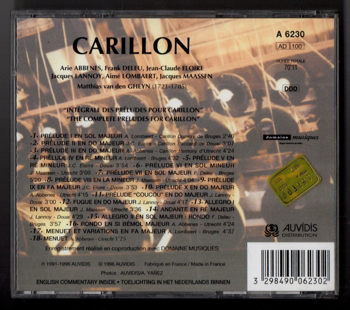 MATTHIAS VAN DEN GHEYN THE COMPLETE PRELUDES FOR CARILLON