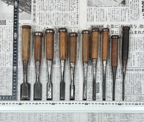 Vintage Japanese Chisel 10set Nomi /Hand Plane Saw Iron Hammer Hand Tool/d64 - Picture 5 of 24