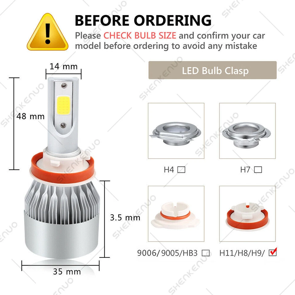 Faro LED 6000K para Chrysler Sebring sedán de 4 puertas 2007-2010 - 6 piezas + bombilla antiniebla Foto 4 de 4