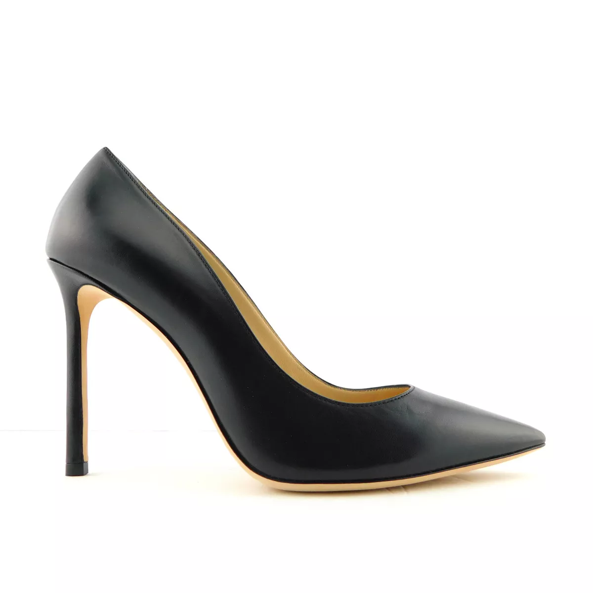 New JIMMY CHOO Size 8 ROMY Black Kid 100mm Heels Pumps Shoes 38.5