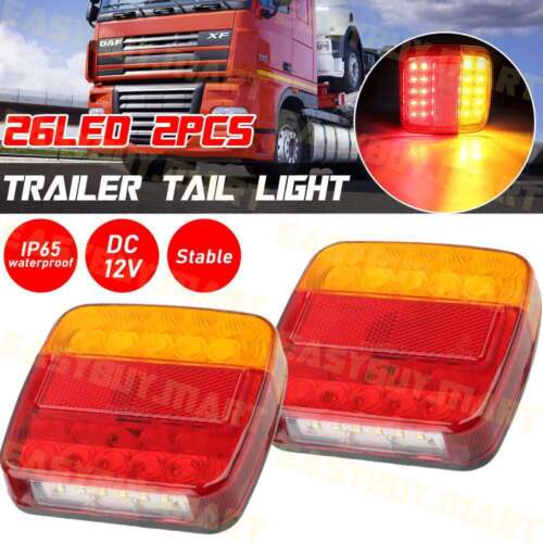 2X Trailer tail lights 26 LED Stop Tail Lights Kit Submersible Boat Truck Lamp - Picture 1 of 12
