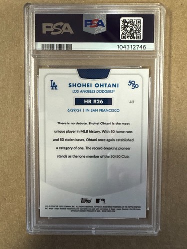 2024 Topps 50/50 #42 Shohei Ohtani /99 Green Refractor PSA 10 Dodgers - Picture 2 of 2