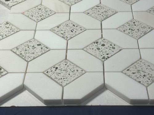 S46 Carrara White Marble Hexagon/Octagon Mosaic Tile Kitchen Bathroom Polished - Picture 2 of 5