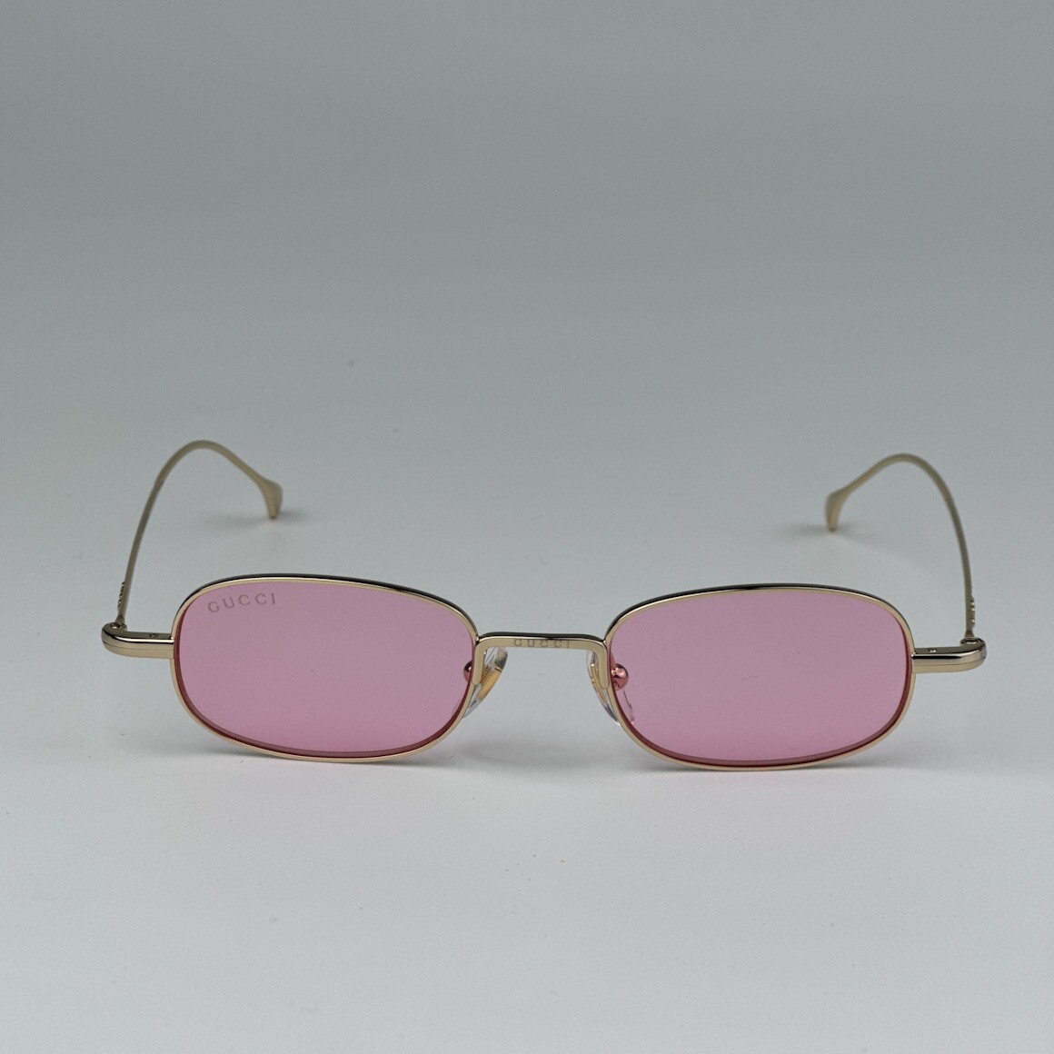 Gucci Women AUTHENTIC Sunglasses Gold Pink Rectangle GG1648S 005