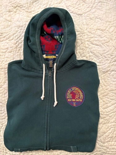 Vt Ralph Lauren Polo RUGBY Patchwork Sportsman Aztec Indian Chief Zip Hoodie XL - Picture 21 of 21