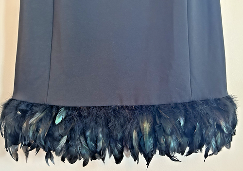 Nicole Miller Black Sleeveless Feather Hem Sz XL Cocktail Party Dress Beading - Picture 4 of 6