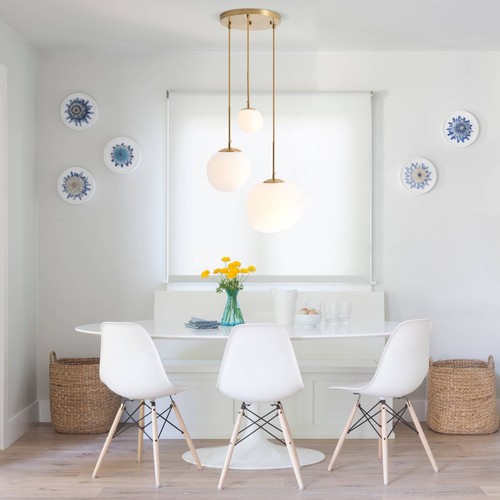 3 Lights Glass Pendant Light Modern Frosted White Globe Cluster Chandelier - Picture 14 of 20