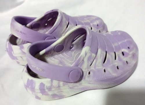 Rugged Shark Girls Size 7 Purple White Swirl Lightweight Eva Clogs Heel Strap - Picture 5 of 9