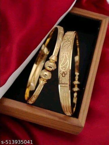 Bracelet Gold Matt Finish Women Jewelry Kada Bridal Bangle 2Pcs Kada - Picture 2 of 4