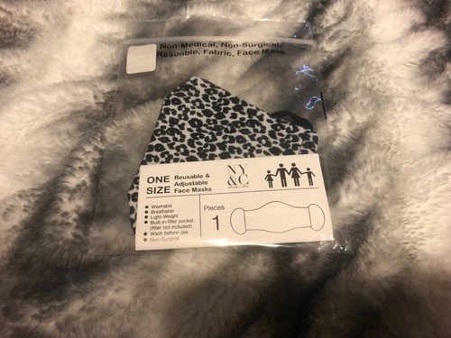 New York & Company White and Black Leopard Print Face Mask NIP - Picture 3 of 6