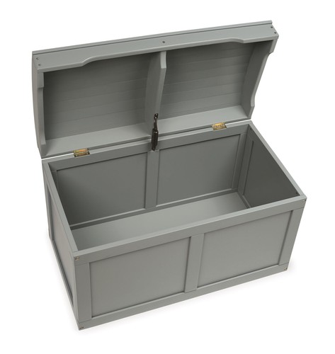 Toy Chest Wooden Storage Cubes Organizer Box W/ Lid Safety Hinged Handle Slots - Picture 5 of 7