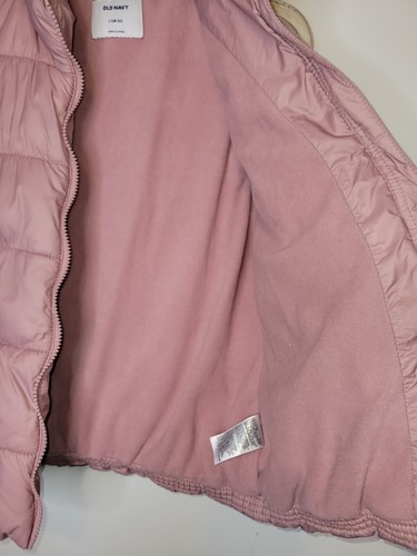 Old Navy Puffer Vest Girls Lg (10-12) Full Zip Mauve Fleece Lined Snow Skiing - Picture 4 of 6
