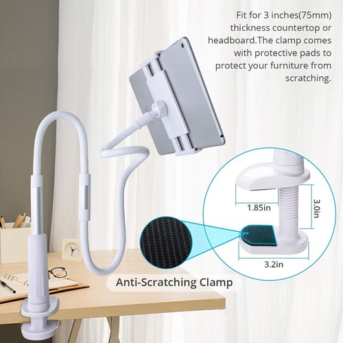 AHK 360 Gooseneck Tablet Holder Stand for 4-9.7" Smart Phones / Tablets - White - Picture 6 of 6
