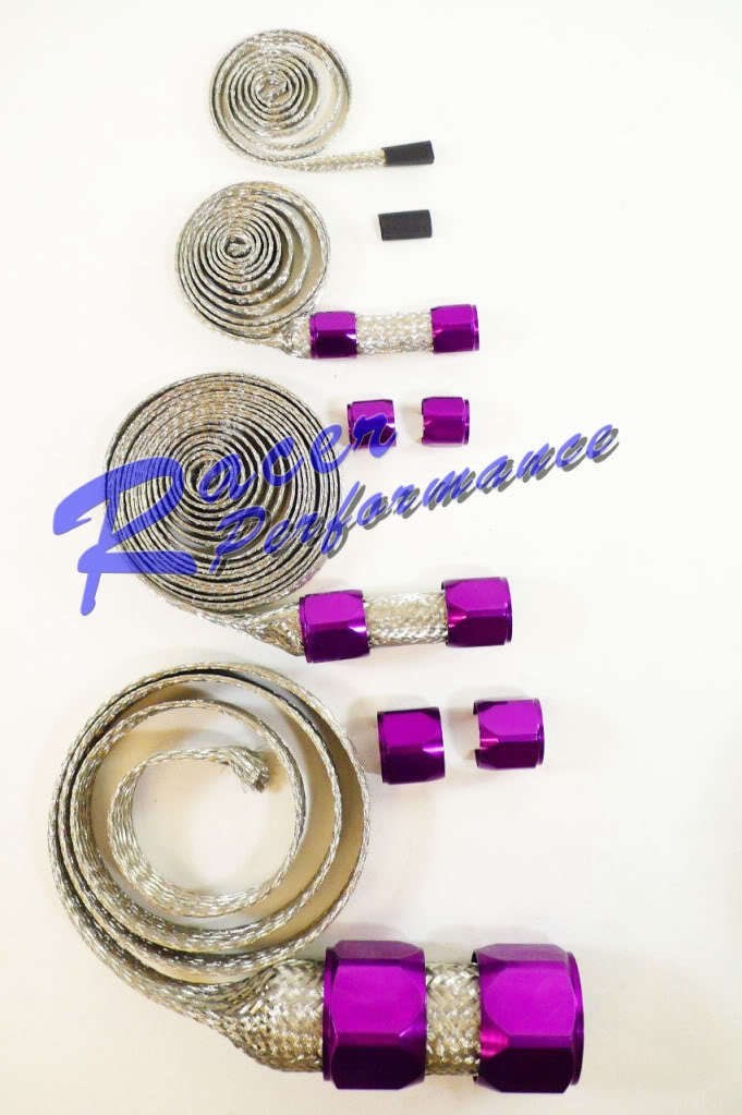 Universal Stainless Braided Hose Cover Kit W/ Purple Clamp Covers Hot Rod V8 eBay