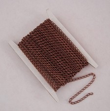 15ft Spool Antiqued Copper Color Plated Twist Curbe Chain 3x1.8mm.