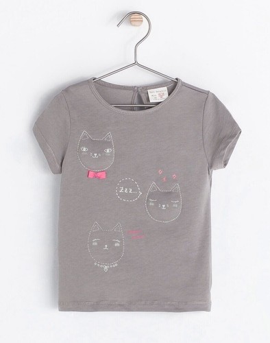 Zara Baby Mädchen 3D-gedrucktes T-Shirt grau (verschiedene Größen zur Auswahl) - Bild 1 von 3