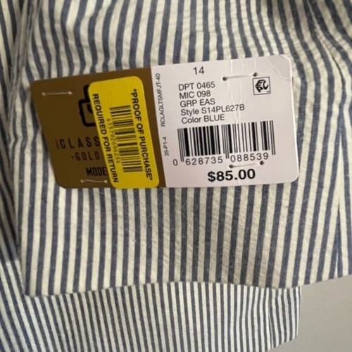 Class Clubs Blazer 2 Blue Seersucker Striped Preppy Wedding Neutral Modern - Picture 8 of 13