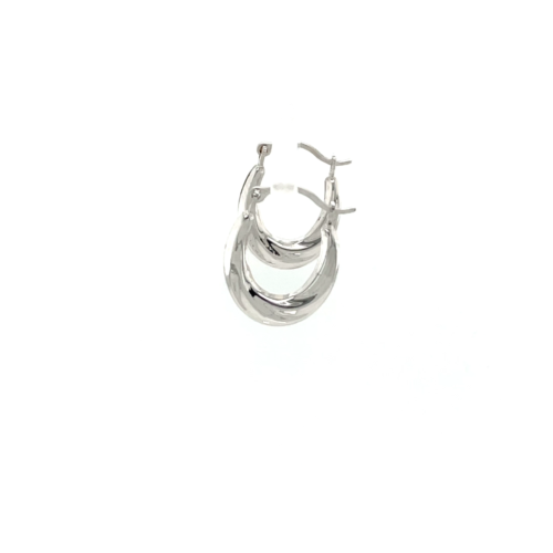 Pendientes de aro ovalados de oro blanco de 10 K para mujeres niñas joyería de calidad genuina - Vídeo 1 de 1