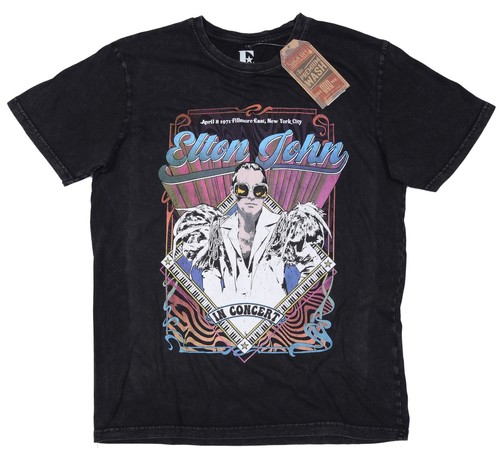 Camiseta Oficial Elton John Psicodélica Vintage Volante de Concierto Premium Negra Nueva - Imagen 5 de 7