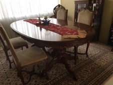 Traditional Carved Mahogany Double-Pedestal Dining Table with Six Chairs, 108" x 45" — listing 6