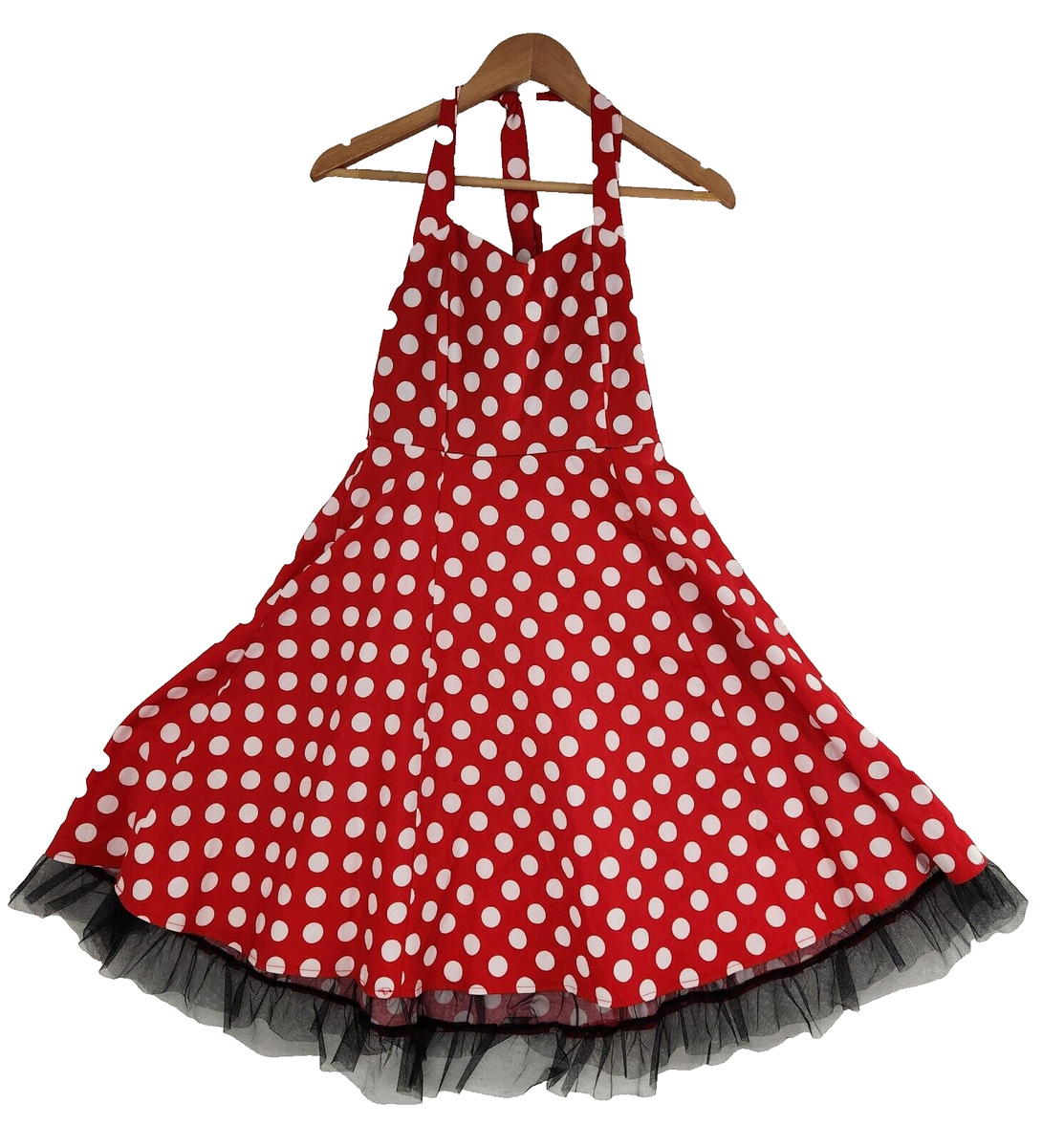 Polka Dot Women's Dress Red White Halter Neck Size Medium | eBay