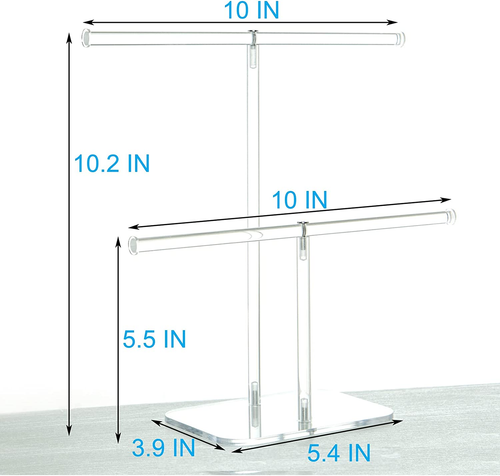 Premium Jewelry Stand Solid Clear 2-Tier Acrylic Organizer Holder Stand - Picture 4 of 6