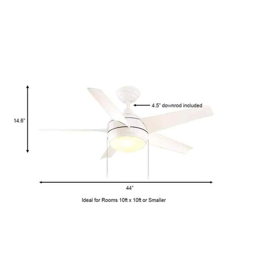 Home Decorators Windward 44 in. LED Indoor Matte White Ceiling Fan w/Light - Picture 3 of 10