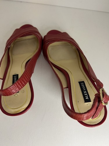 Alex Marie Red Leather Peep Toe Sling Back Heels Size 6M #0132 - Picture 5 of 6