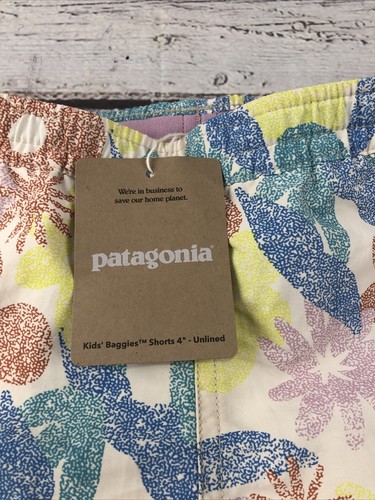 Patagonia Kids' Baggies 4" Inseam Unlined Shorts XL Channeling Spring : Natural - Picture 2 of 10