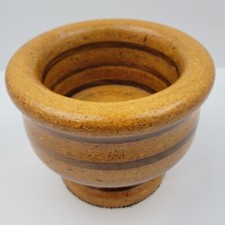Crafted Layered VTG Wooden Pedestal Bowl, 6.25in x 7.5in