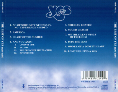 Yes The Best Of Yes 1970 - 1987 CD, Comp, RE Prog Rock (M