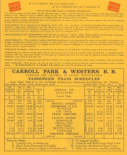 1960's Carroll Park & Western Railroad CP&W Steam Train Prospekt Bloomsburg PA - Bild 2 von 4