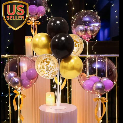 Black Gold Party Decorations Balloon Stand Centerpiece Table Decorations for Bir - Picture 7 of 8