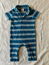 Hanna Andersson Blue  White Stripe Boys Romper Size 6-12