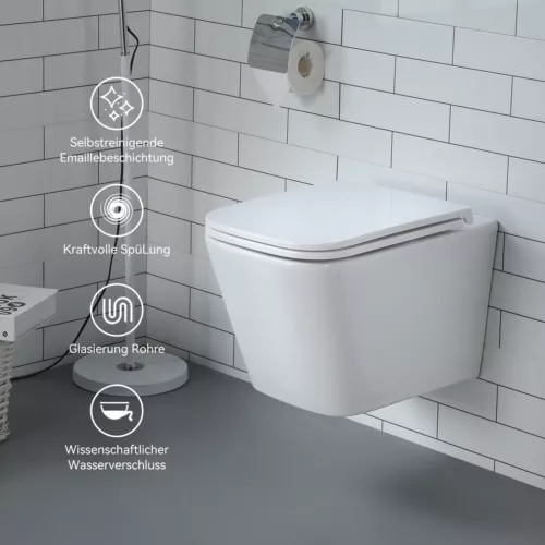 Wand Bidet Set oder Spülrandloses Hänge WC Toilette abnehmbar Soft Close Sitz - Bild 6 von 35