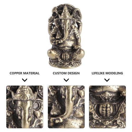 Copper Elephant God Miniature Ornaments Decoration Hindu Ganesha Statue - Picture 10 of 12