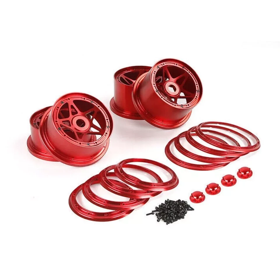 CNC-Aluminiummetall Radräder Felgen mit Roten Sternem für 1/5 HPI Rovan Baja 5B - Bild 3 von 4