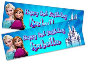 x2 Personalised Birthday Banner Frozen Children Kids Party Decoration Poster 12