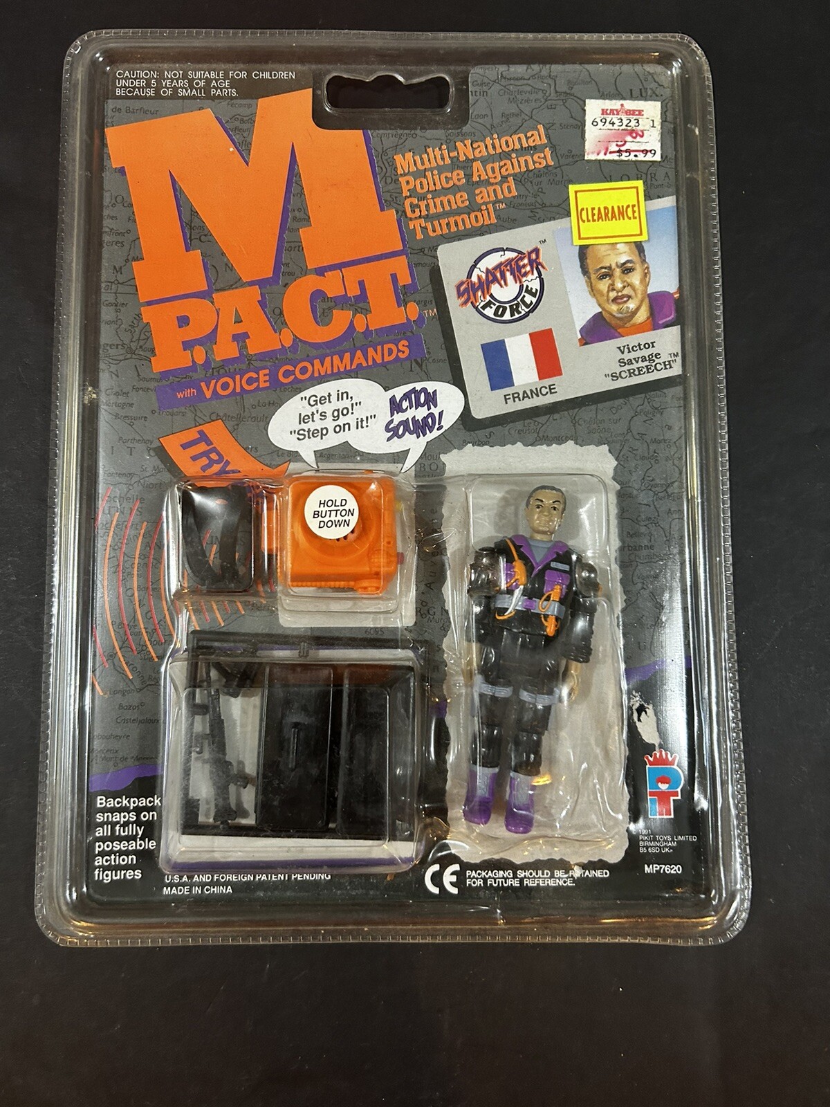 Vintage 1991 Toymax MPACT Victor Savage "Screech" Action Figure Sealed New