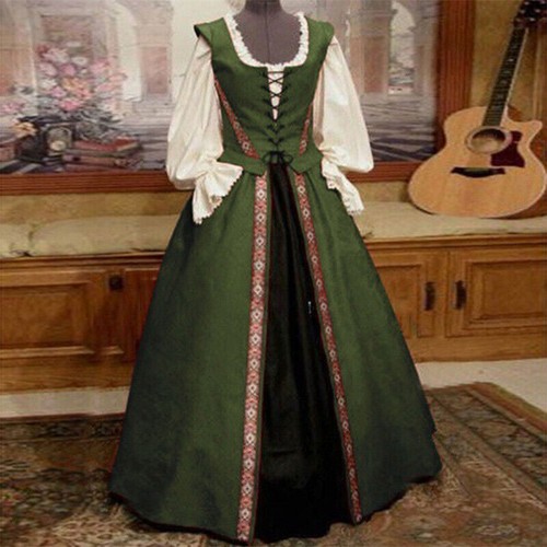 Renaissance Long Dress Costume Female Victorian Medieval Cosplay Clothing Gift - Picture 3 of 13