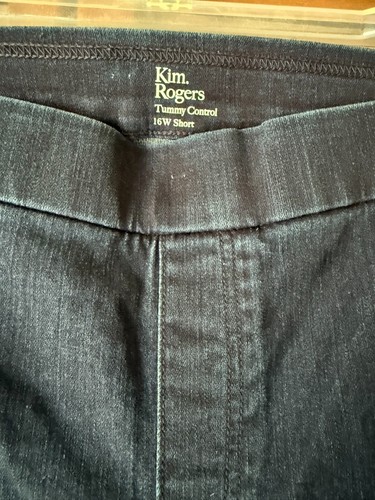 Kim Rogers Neu ohne Etikett Dark Denim, elastischer Bund Jeans 16W kurz