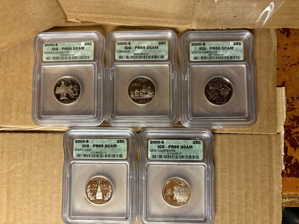 1999-2001 US MINT STATEHOOD QUARTERS ICG PR69DCAM  3 SETS/15 COINS - Image 3 of 4