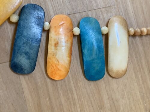 Vintage Knochen bunte Tribal Halskette Runway Mode Boho Schmuck Fassverschluss - Bild 6 von 12